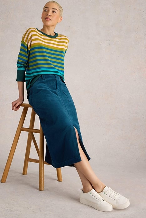 MAREN ORGANIC CORD SKIRT DARK TEAL 5