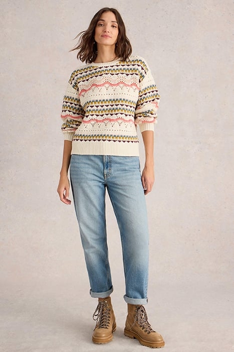 PIPER POINTELLE JUMPER WHITE MULTI 1