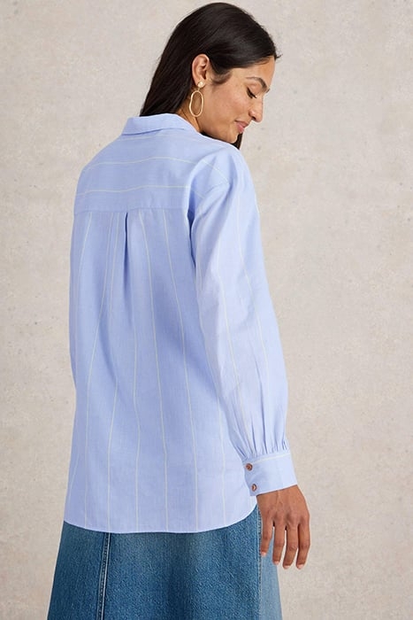 LAUREL LONGLINE COTTON SHIRT BLUE MULTI 2