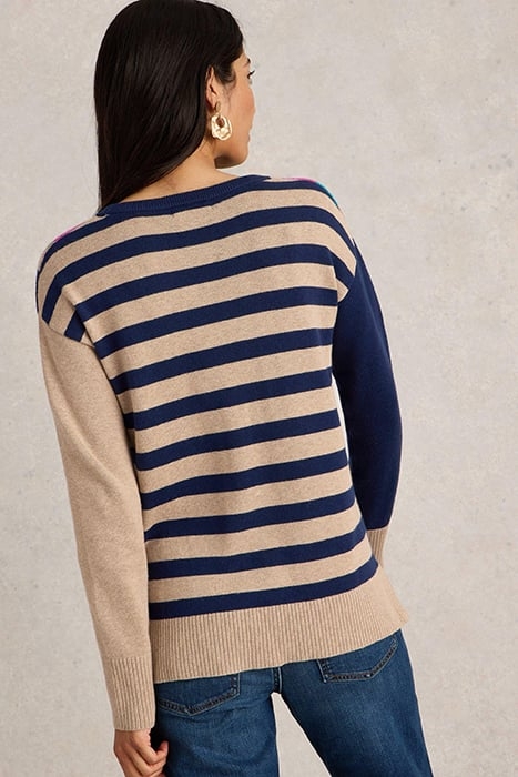 CITY CHECK HEART JUMPER NATURAL MULTI 2