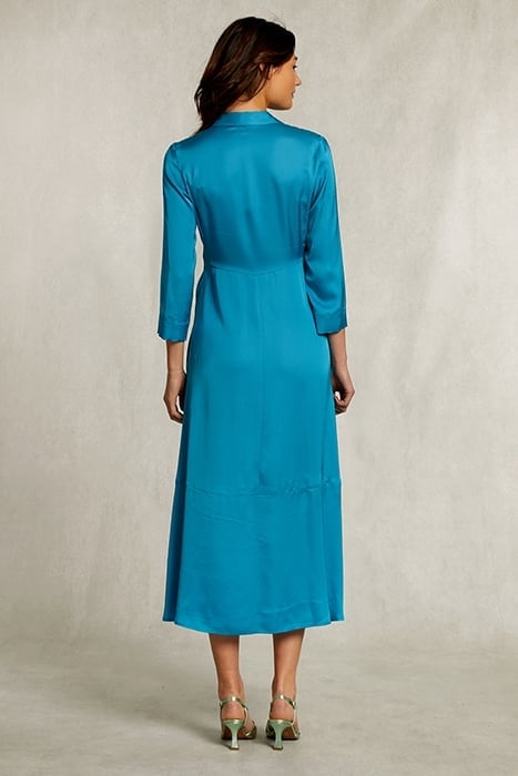 PETROL V-NECK DRESS 3/4 SLEEVES BLUE 2