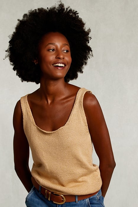 BEIGE ROUND NECK LUREX TOP BEIGE 1