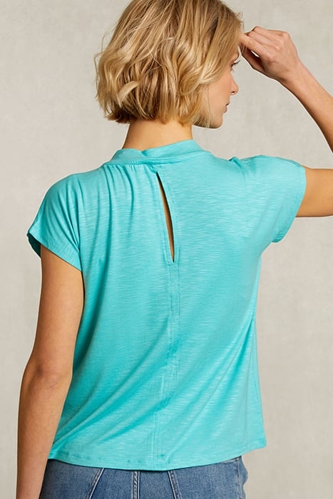 TURQUOISE V-NECK T-SHIRT SHORT SLEEVES GREEN 2