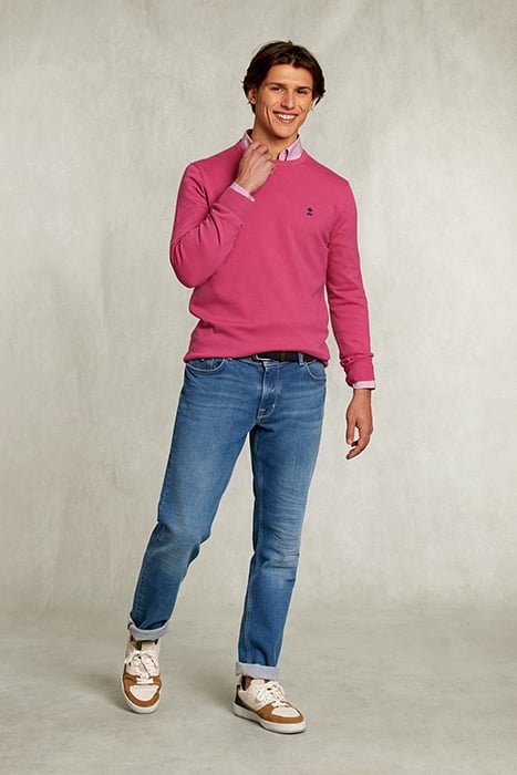 NORMAL FIT BASIC COTTON CREW NECK PULLOVER AMARANTH PINK 3