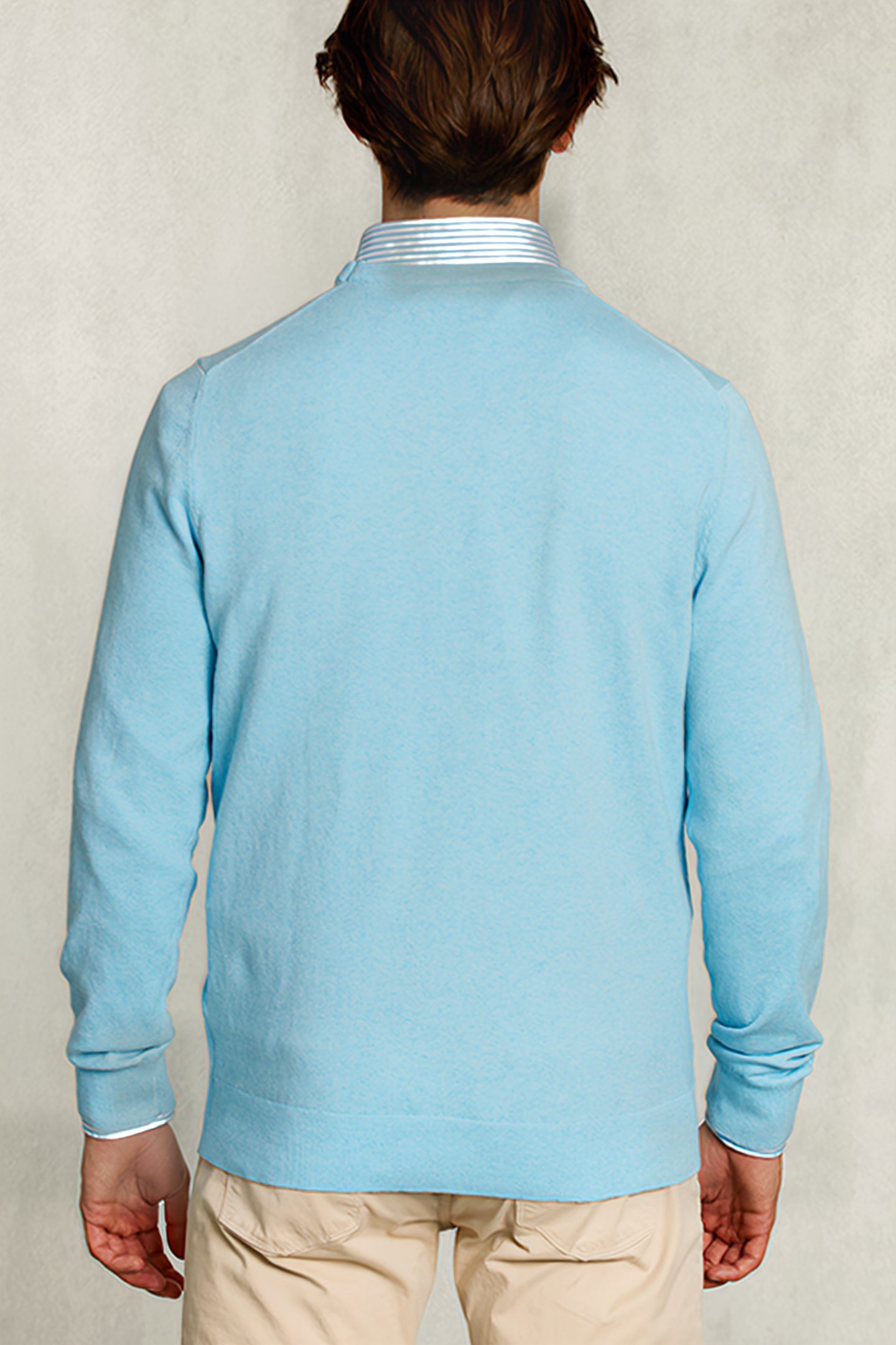 NORMAL FIT BASIC COTTON CREW NECK PULLOVER BORA BORA MIX BLU 2