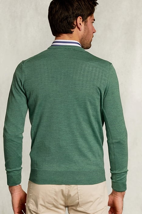 CUSTOM FIT MERINO V-NECK PULLOVER EQUATOR MIX GREEN 2