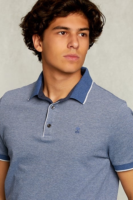 CUSTOM FIT COTTON POLO DARK MOMBASA MIX BLUE 4