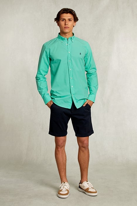 CUSTOM FIT GREEN POPLIN SHIRT 3