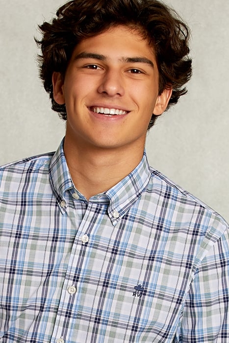 CUSTOM FIT PLAID SHIRT GREEN/BLUE 4