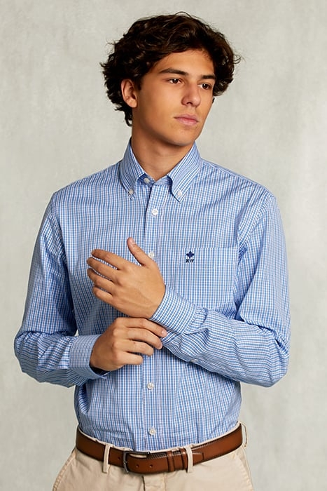 CUSTOM FIT CHECKED SHIRT BLUE/WHITE 1