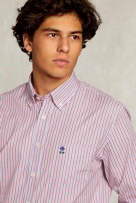 CUSTOM FIT STRIPED SHIRT WITH POCKET BLUE/RED MULTI 3