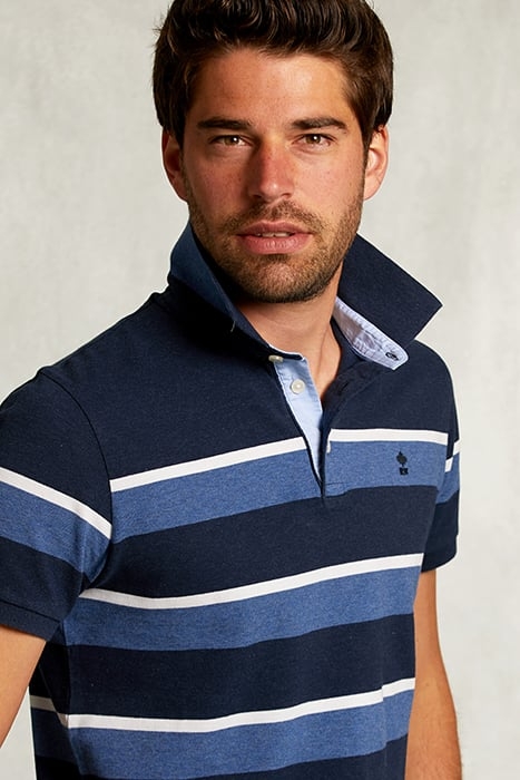 CUSTOM FIT STRIPED POLO INDIAN OCEAN MIX BLUE 4