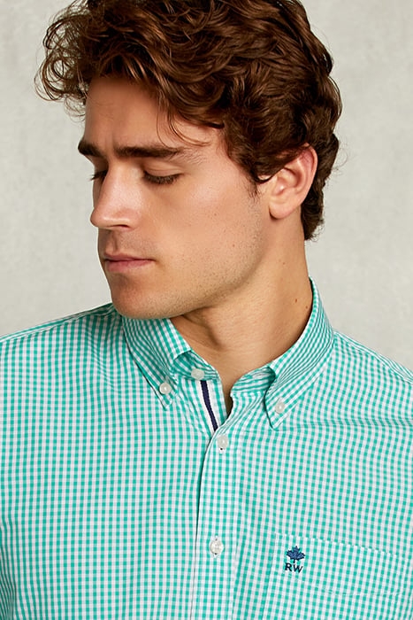 CUSTOM FIT CHECKED SHIRT GREEN/WHITE MULTI 4