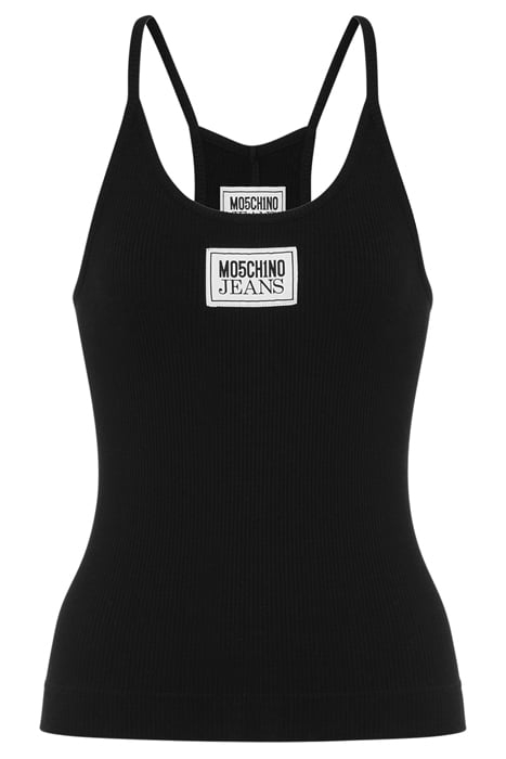 LOGO PATCH RIBBED COTTON TANK TOP BLACK 3