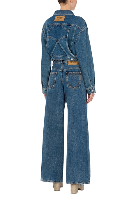 SUSPENDERS CROPPED DENIM JACKET BLUE 2