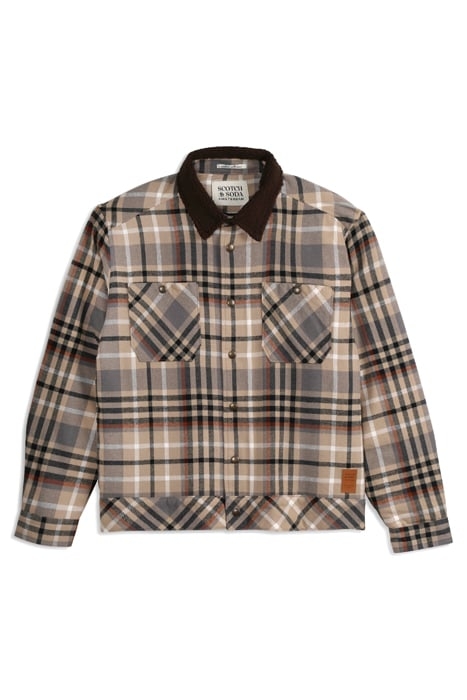SHERPA LINED PLAID FLANNEL EISENHOWER JACKET MOCHA 1