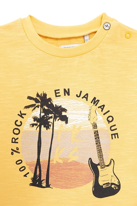 BABY BOYS’ YELLOW T-SHIRT WITH GUITAR PALM TREES IMAGES 3
