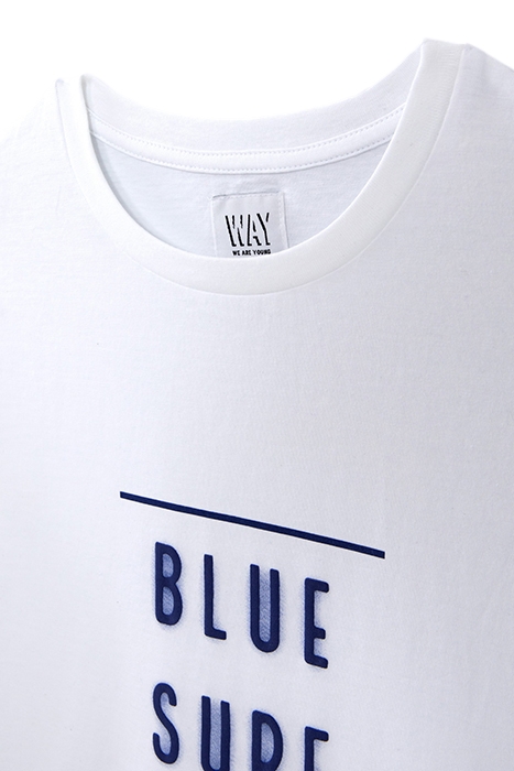 BOYS' WHITE T-SHIRT WITH RUBBER SLOGAN AND WAVES 5