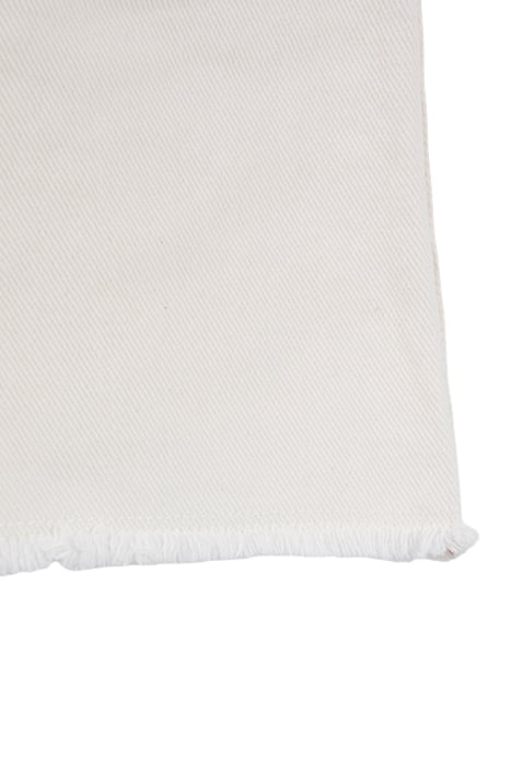 GIRLS’ ECRU UPCYCLED DENIM MOM SHORTS WITH FRINGED CUFFS 7