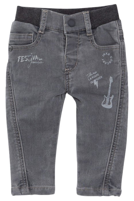 BABY BOYS’ GREY PRINT JEANS WITH RIBBING ON WAIST 1