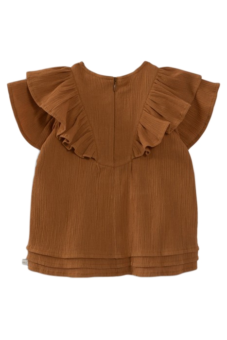 BABY GIRLS’ CAMEL DRESS WITH RUFFLED & EMBROIDERED DICKEY 2
