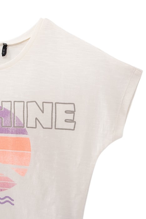 GIRLS’ WHITE ORGANIC COTTON T-SHIRT, PEACE & LOVE SYMBOL 4