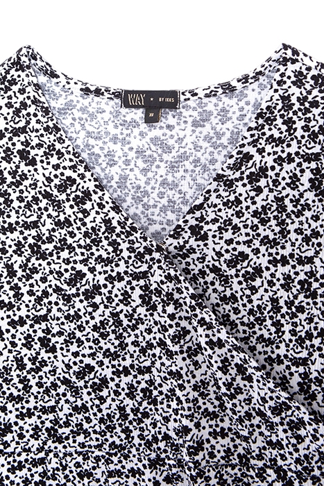 GIRLS' OFF-WHITE LONG DRESS WITH BLACK FLOWER PRINT 3