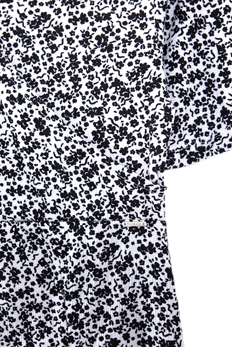 GIRLS' OFF-WHITE LONG DRESS WITH BLACK FLOWER PRINT 4