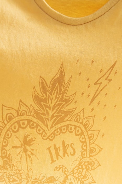 GIRLS' YELLOW ORGANIC COTTON T-SHIRT WITH GLITTERY HEART 6