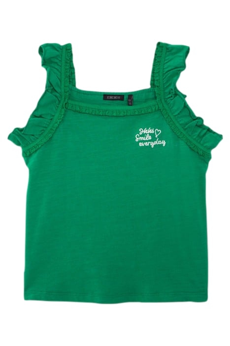 GIRLS’ GREEN VEST TOP WITH LACE BRAID 1