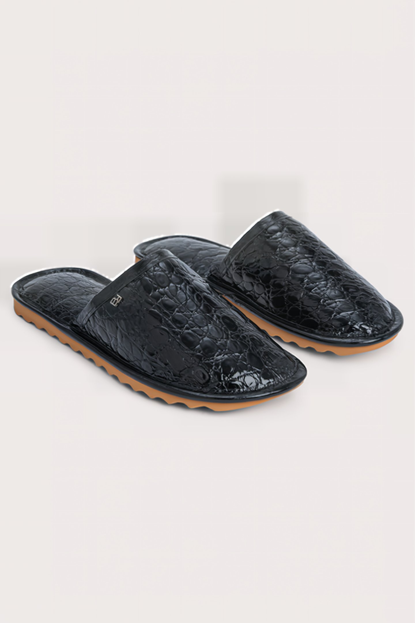 LARRY BLACK CIRCULAR CROCO EMBOSSED LEATHER BLACK 2