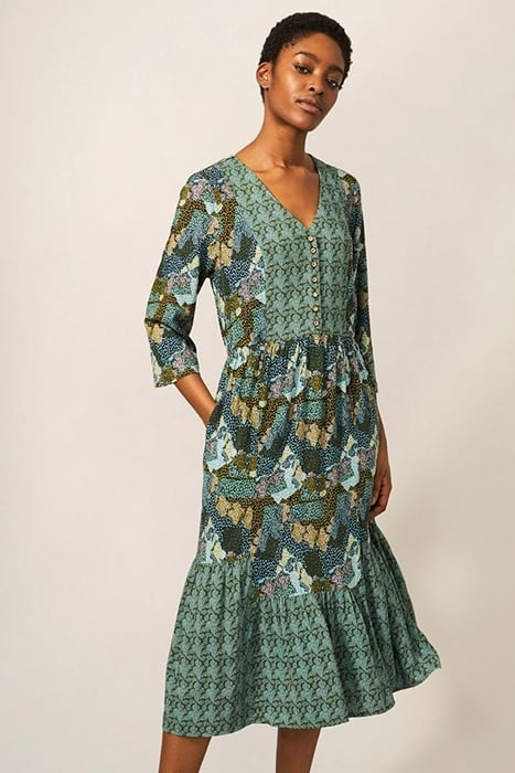 NORAH MIDI DRESS GREEN MULTI 1