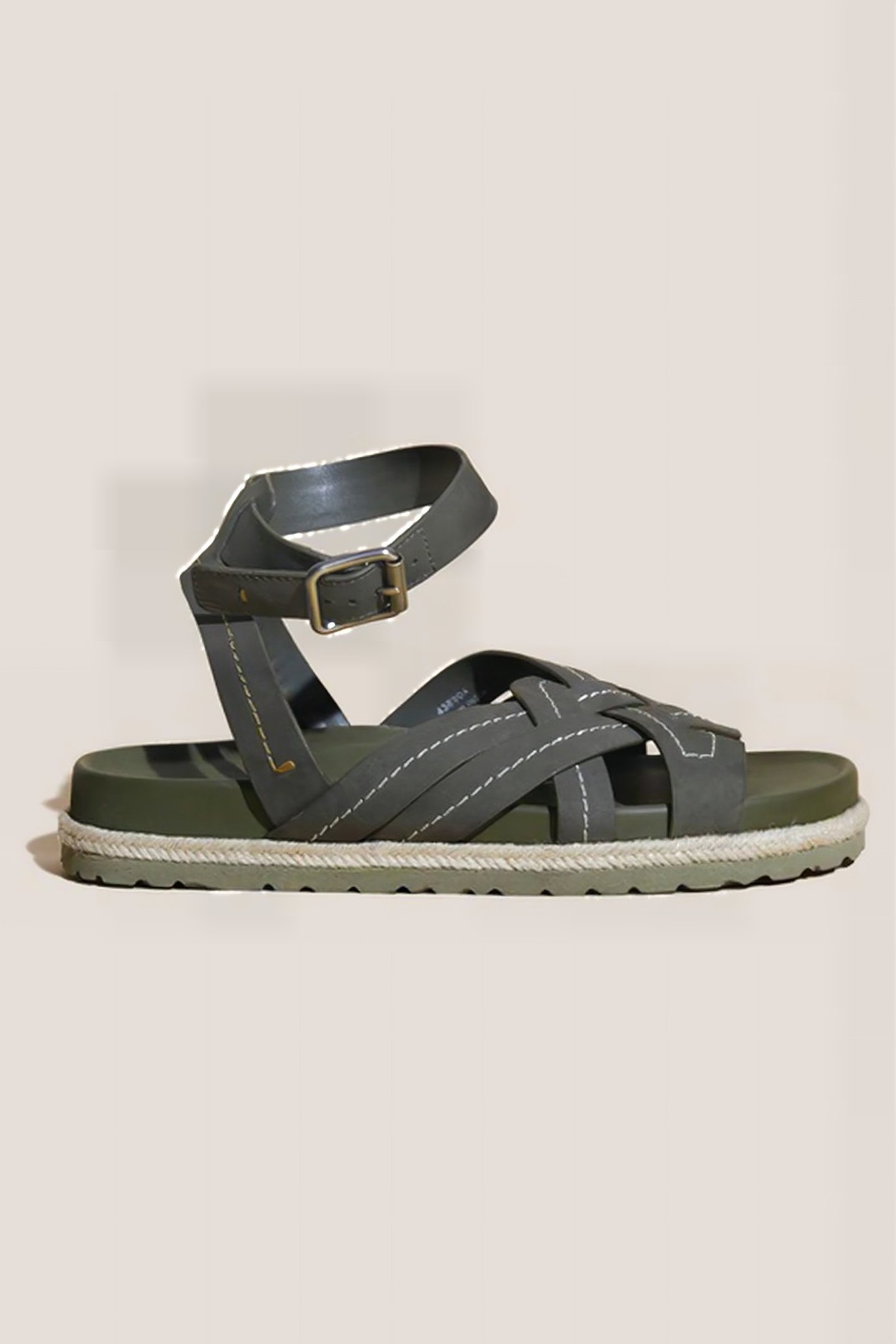 WEAVE FOOTBED SANDAL KHAKI GREEN 1