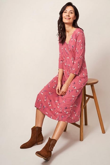 TEA MIDI JERSEY DRESS PINK MULTI 4