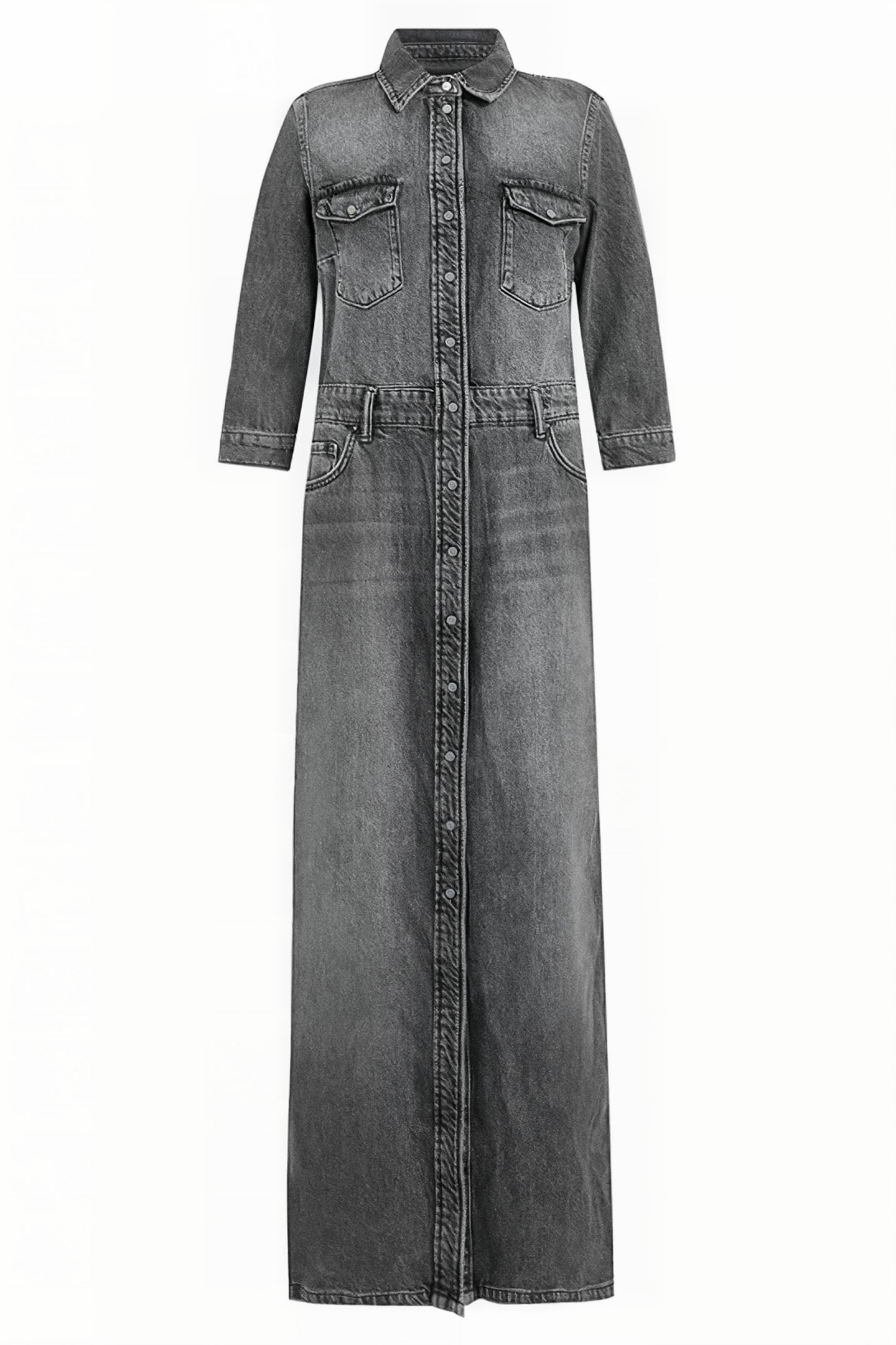 BLAIR LS DENIM DRESS WASHED BLACK 3