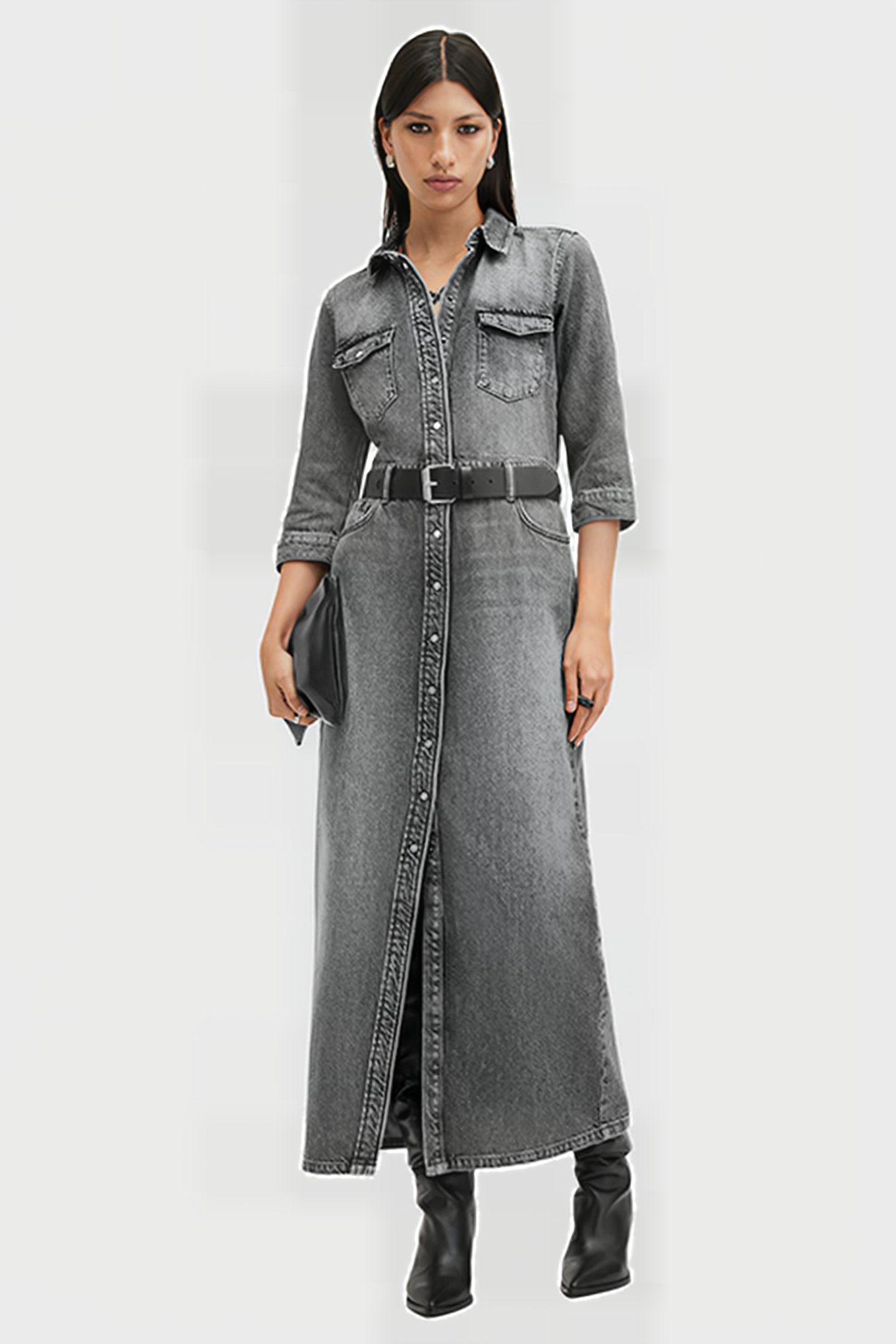 BLAIR LS DENIM DRESS WASHED BLACK 4