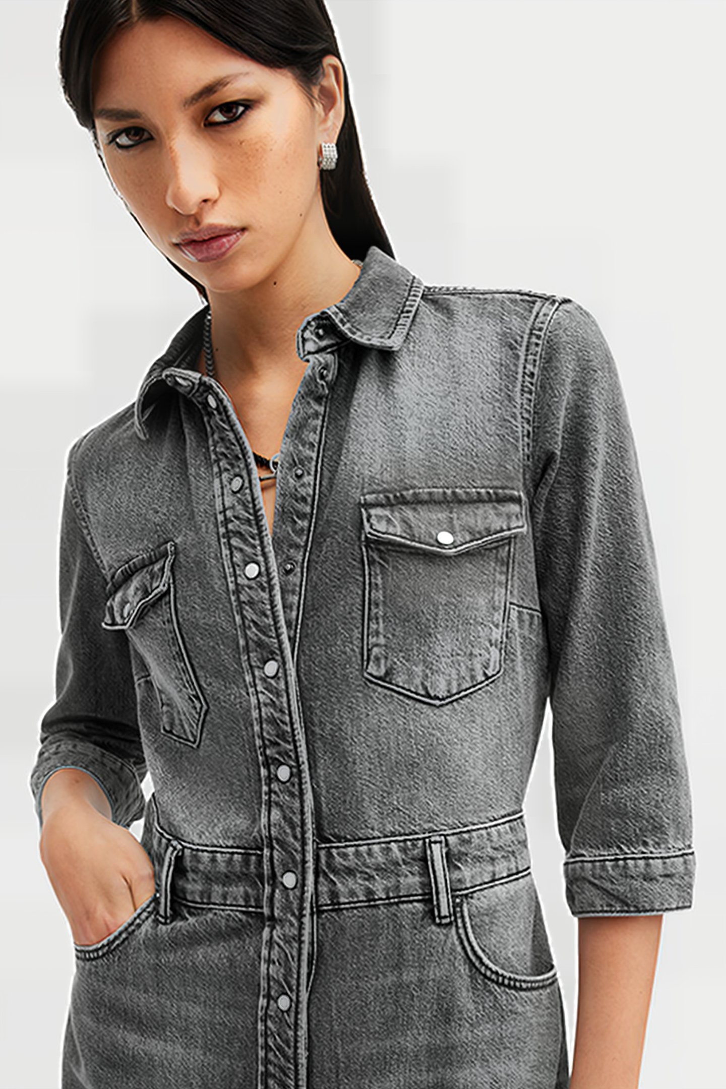 BLAIR LS DENIM DRESS WASHED BLACK 6