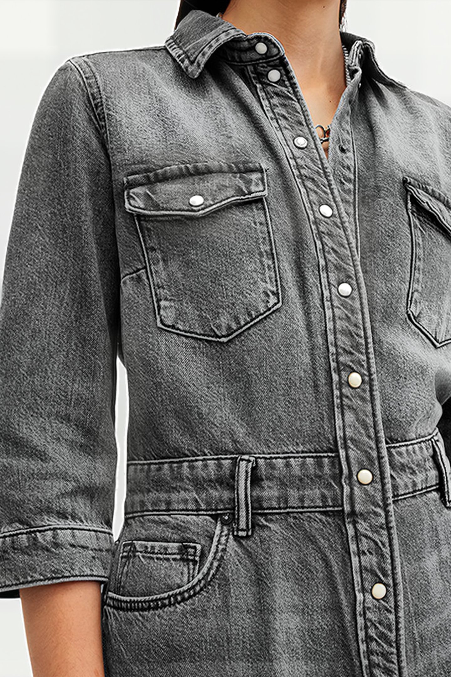 BLAIR LS DENIM DRESS WASHED BLACK 7