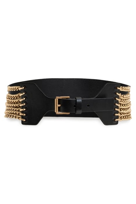 ZORA CHAIN WIDE BELT BLACK/WARM BRASS 1