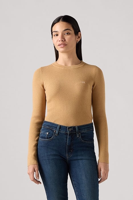 RIB CREW SWEATER TAN RIB 1