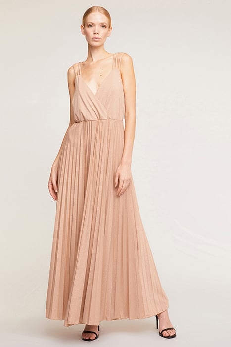 LONG ELEGANT LUREX DRESS NATURAL 1