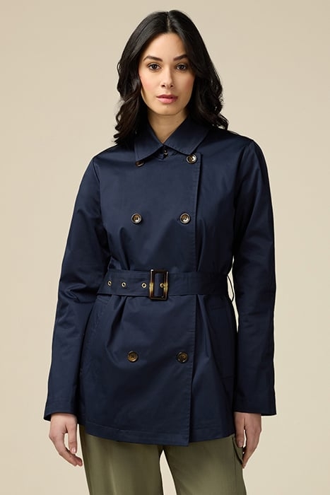 DOUBLE-BREASTED COTTON TRENCH COAT BLUE 1