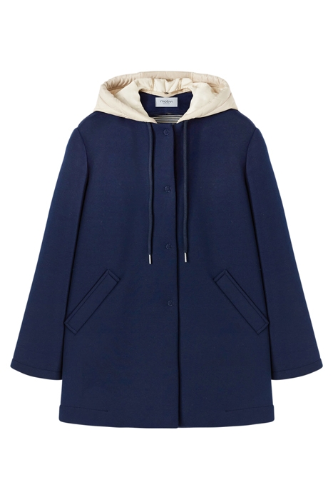 SCUBA FABRIC COAT WITH DETACHABLE HOOD BLUE 3