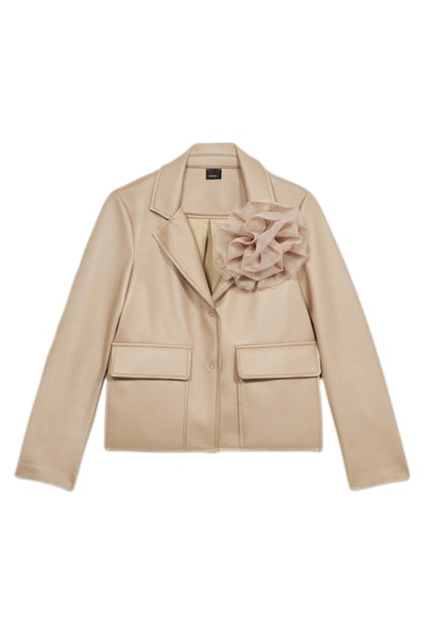 SHORT PEA COAT WITH JUMBO BROOCH NATURAL 3