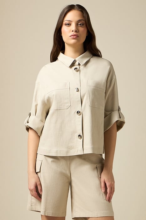 LINEN BLEND BOXY JACKET NATURAL 1