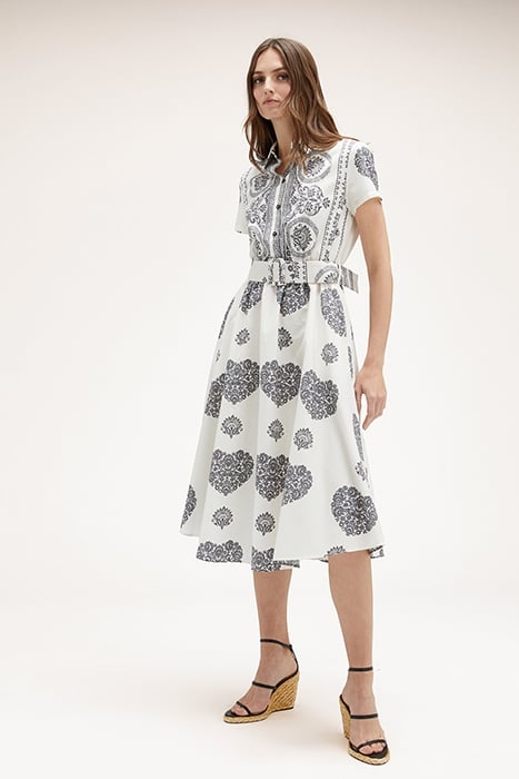 ETHNIC PATTERN CHEMISIER DRESS WHITE 4
