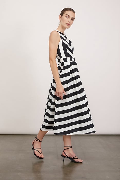 STRIPED MIDI DRESS BLACK 4