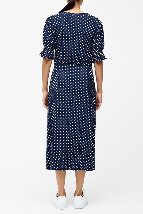 SPOT BUTTON THROUGH MIDI DRESS MIDNIGHT/SUMMER WHT 2