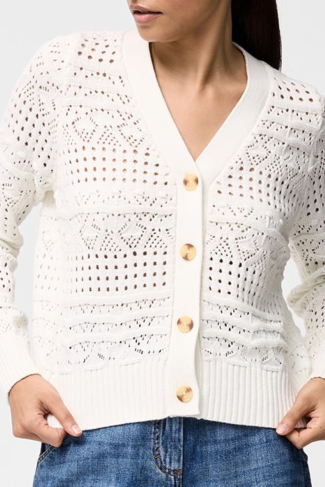 CROCHET BOBBLE KNIT CARDIGAN SUMMER WHITE 4