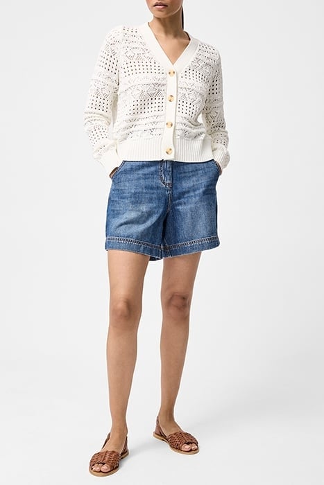 CROCHET BOBBLE KNIT CARDIGAN SUMMER WHITE 1